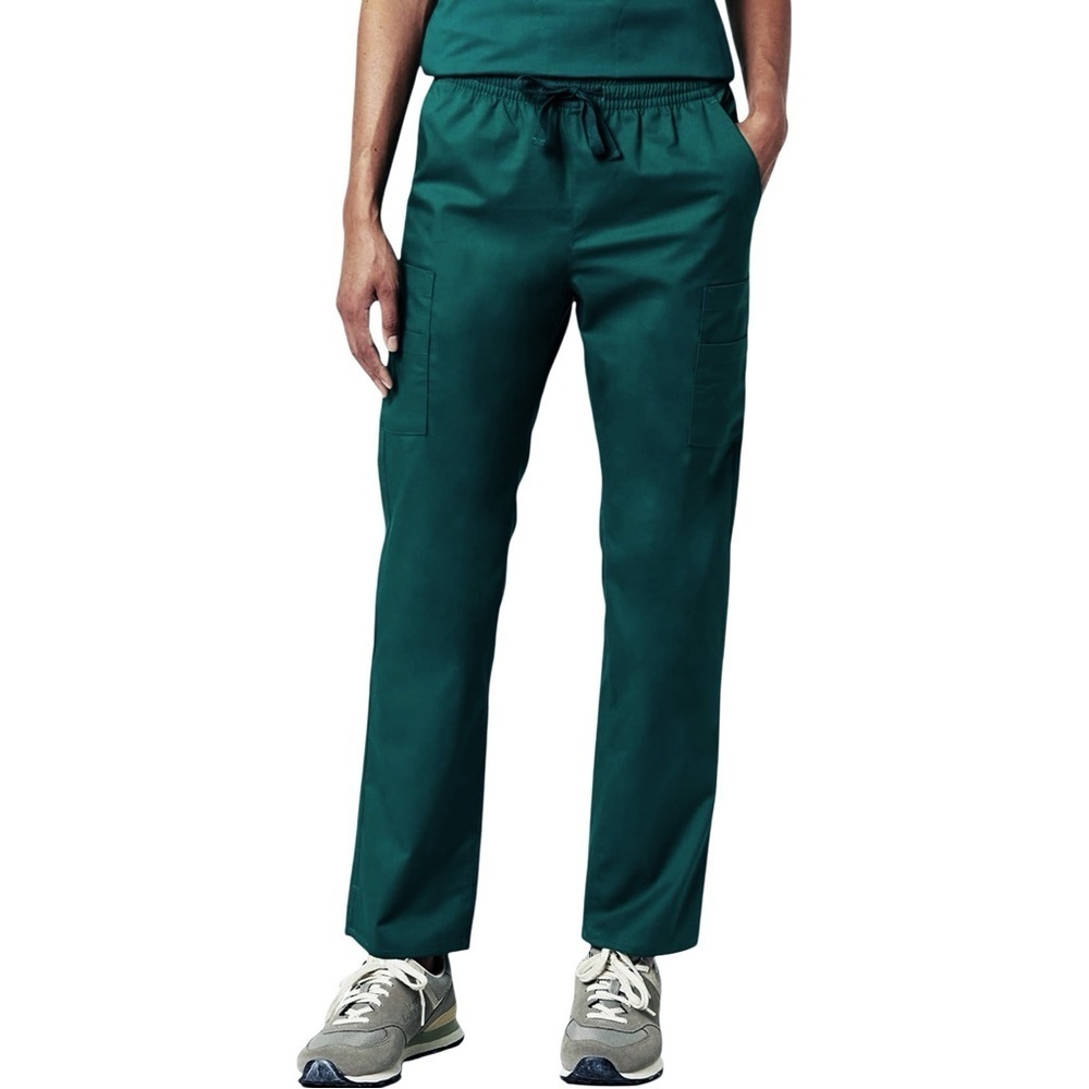 Women’s Scrub Pant Quick-Dry Cargo Pocket Pull-on Waist Stretch Hunter Green NWT - Picture 2 of 4